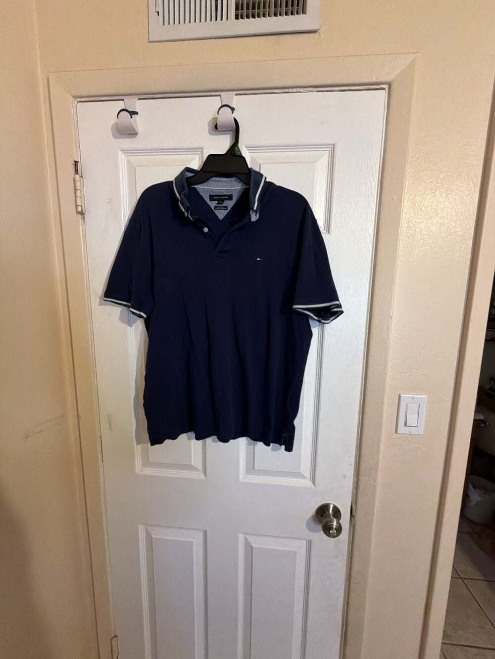 Tommy Hilfiger Custom Fit Polo Shirt Navy Blue XL SOU1290-L